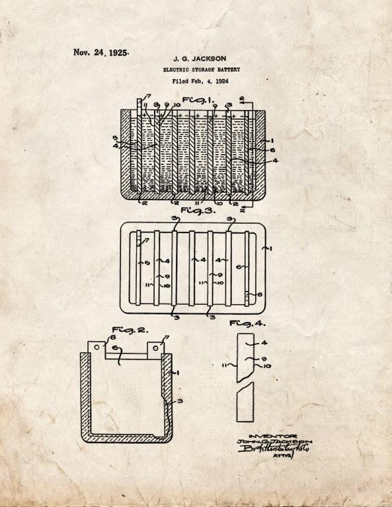 Electric Storage Battery Patent Print
