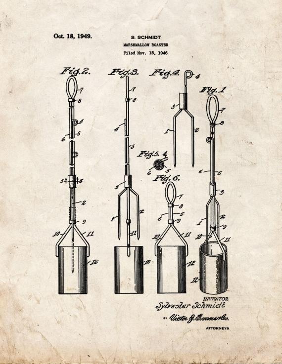 Marshmallow Roaster Patent Print