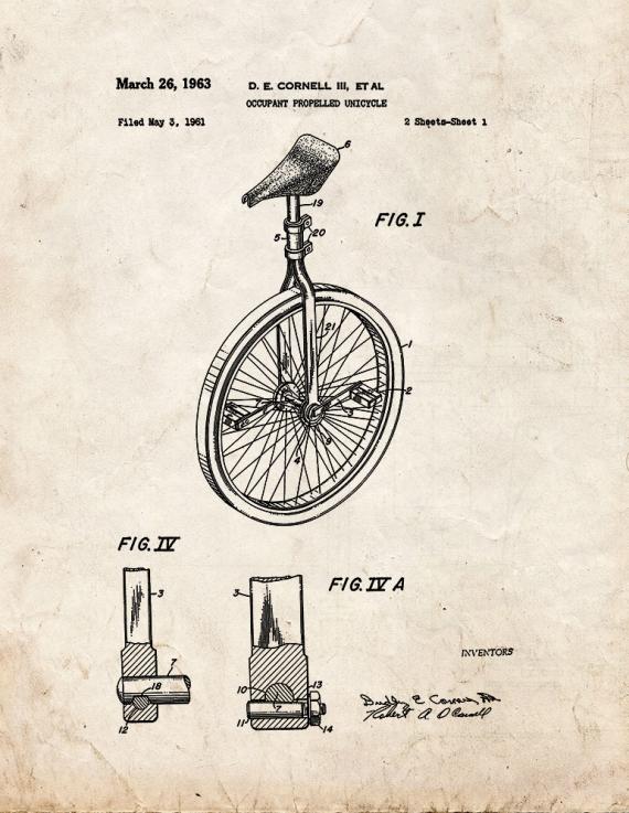Occupant Propelled Unicycle Patent Print