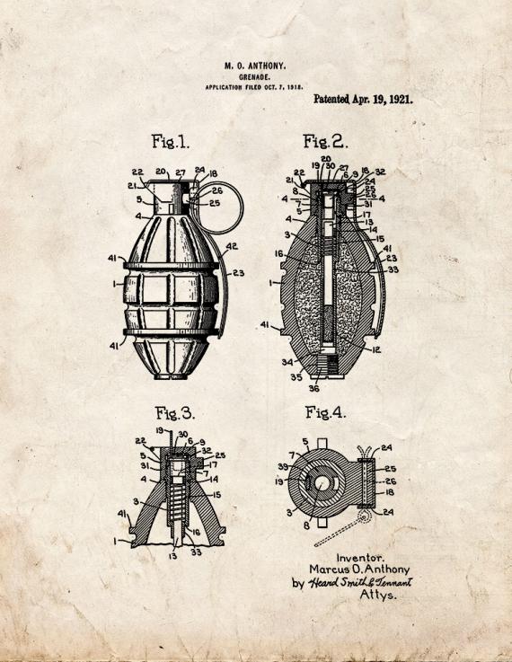 Grenade Patent Print