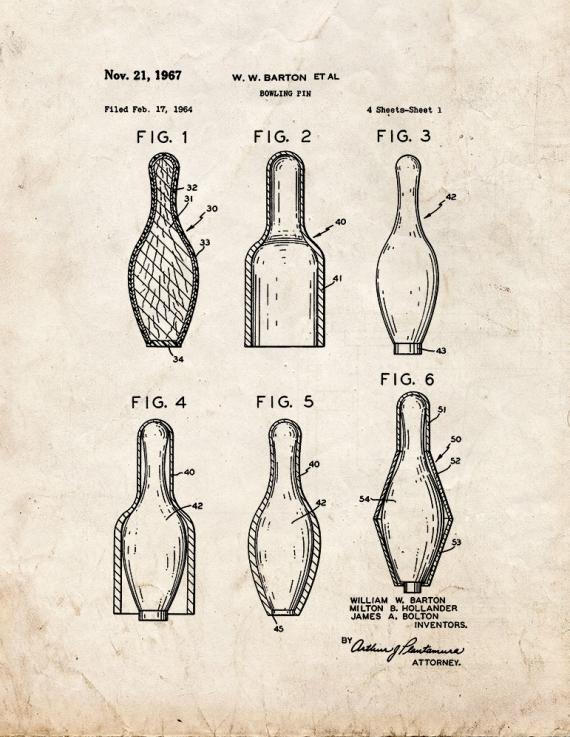 Bowling Pin Patent Print