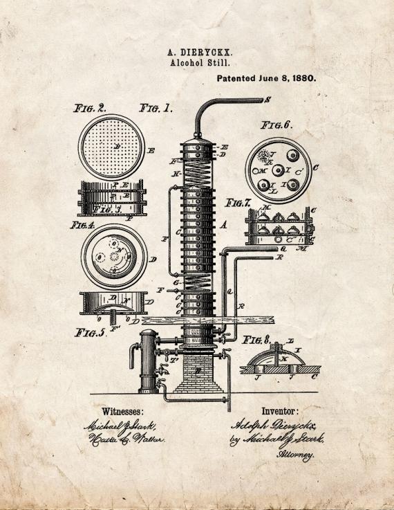 Alcohol Still Patent Print