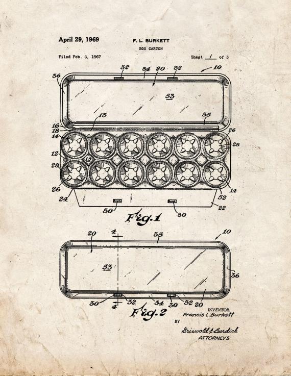 Egg Carton Patent Print