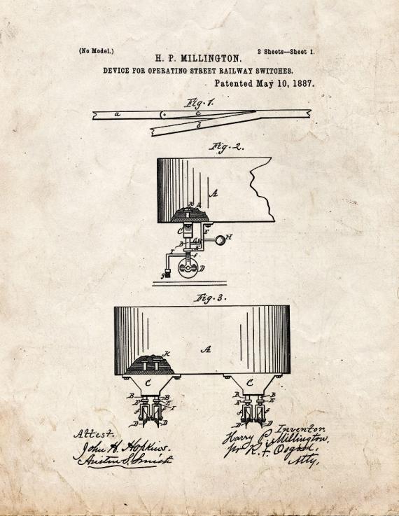 Device For Operating Street-Railway Switches Patent Print