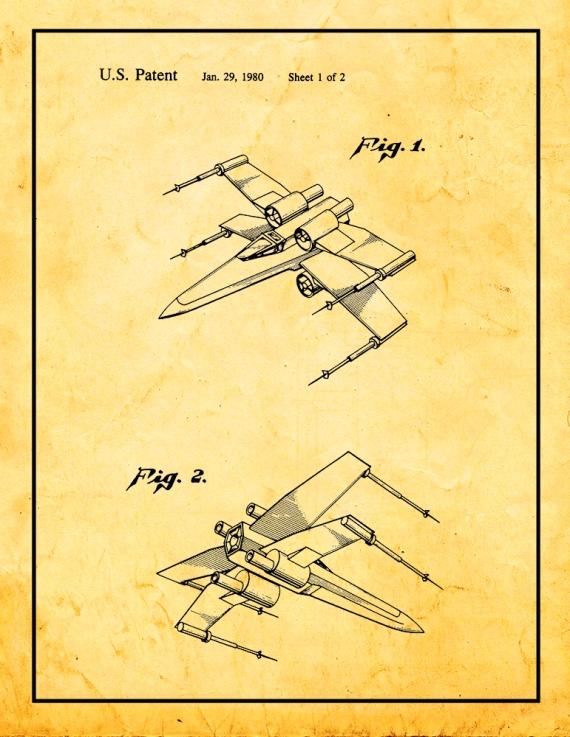 Star Wars X-Wing Fighter Patent Print