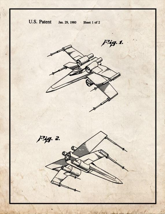 Star Wars X-Wing Fighter Patent Print