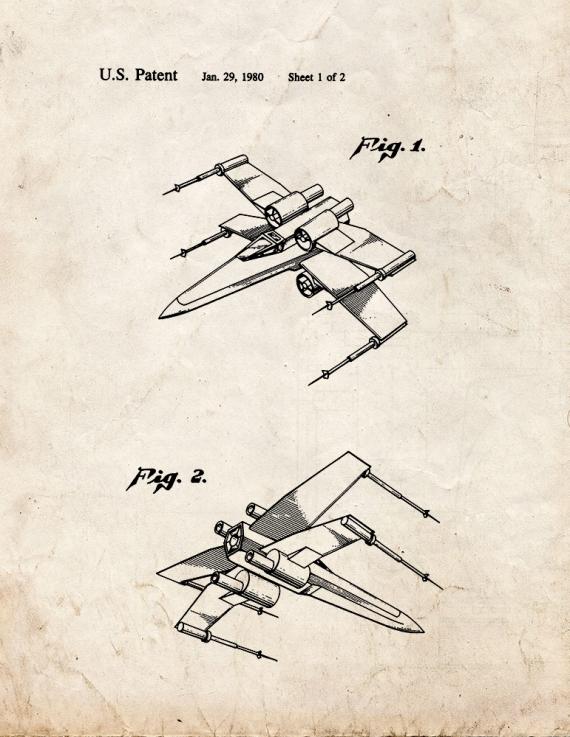 Star Wars X-Wing Fighter Patent Print