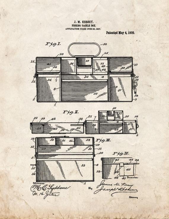 Fishing Tackle Box Patent Print