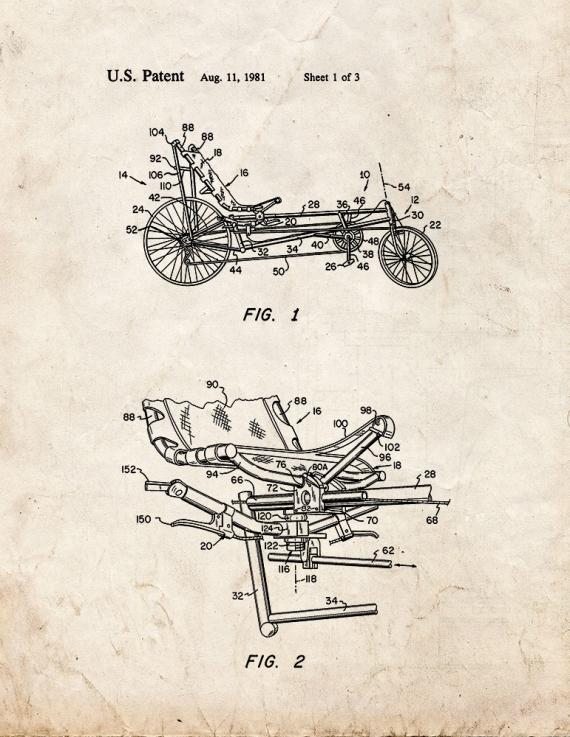 Recumbent Bicycle Patent Print