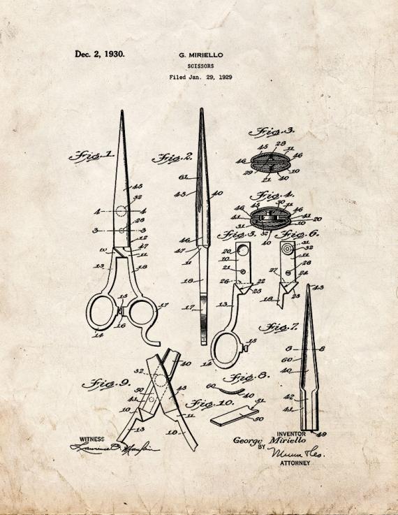 Scissors Patent Print