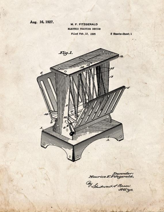 Electric Toaster Patent Print