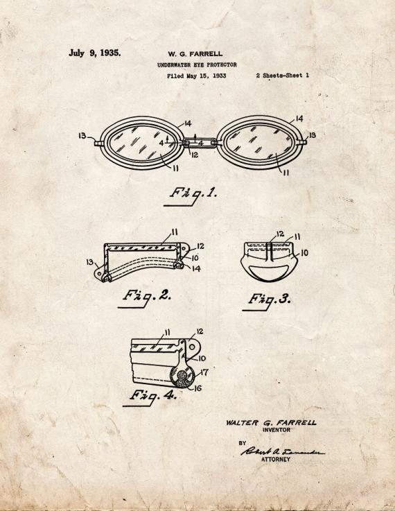 Underwater Eye Protector Patent Print