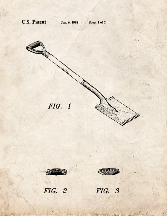 Spade Shovel Patent Print