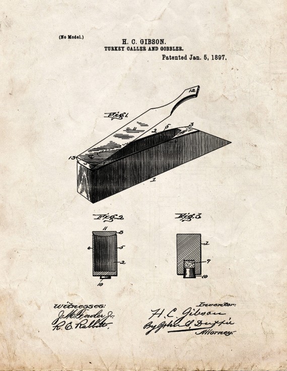 Turkey Call Patent Print