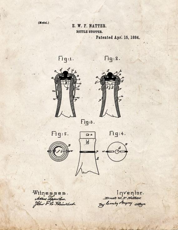 Bottle Stopper Patent Print