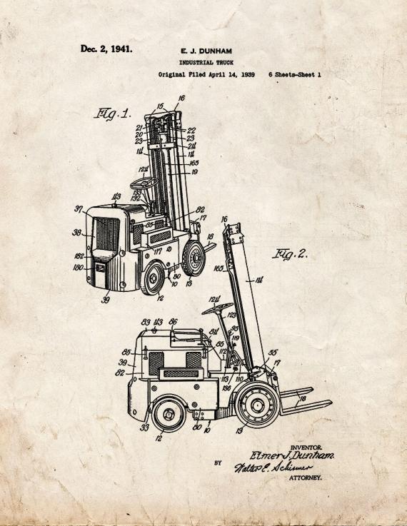 Forklift Patent Print