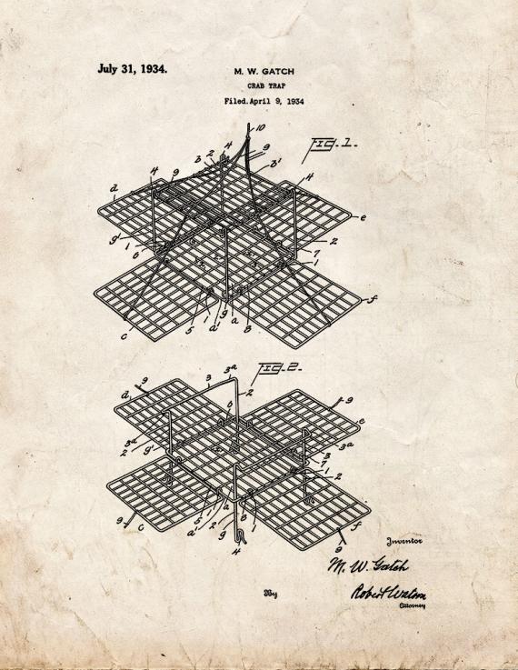 Crab Trap Patent Print