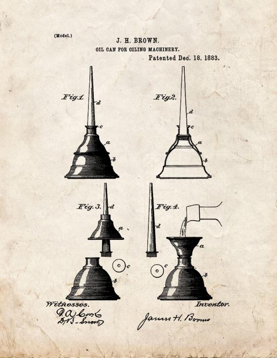 Oil Can Patent Print