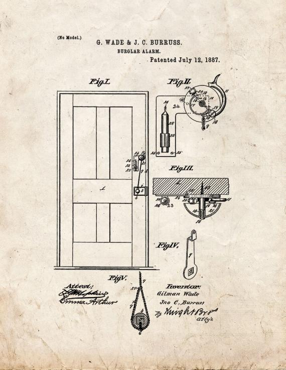 Burglar Alarm Patent Print