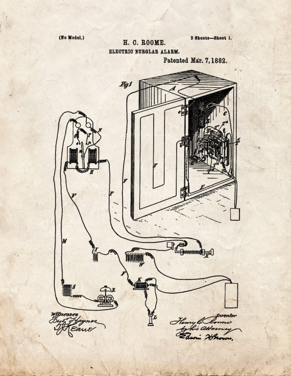 Electric Burglar Alarm Patent Print