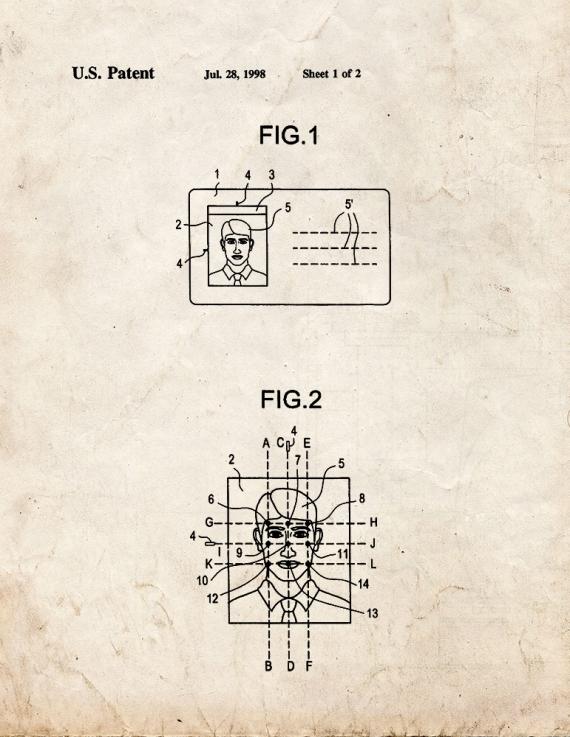 Biometric Security Process for Authenticating Identity and Credit Cards, Visas, Passports and Facial Recognition Patent Print