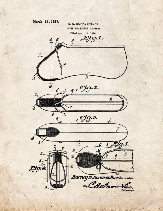 Cover for Ballet Slippers Patent Print