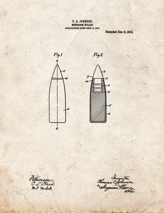 Mushroom-bullet Patent Print