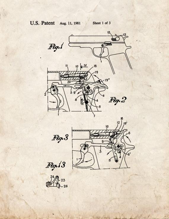 Safety for An Automatic Pistol Patent Print