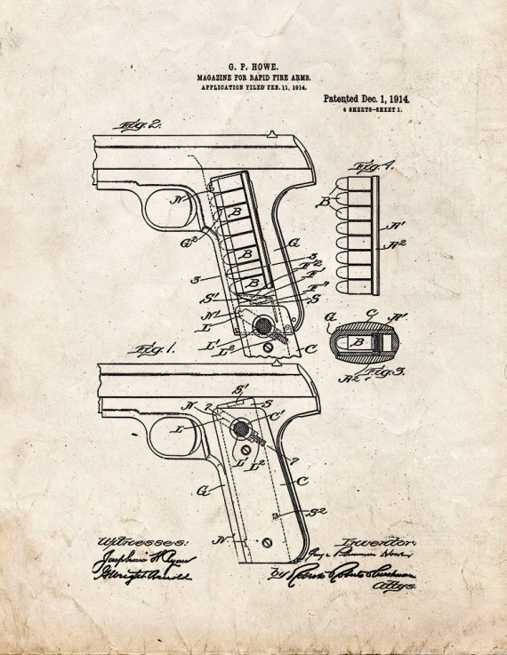 Magazine for Rapid-fire Arms Patent Print