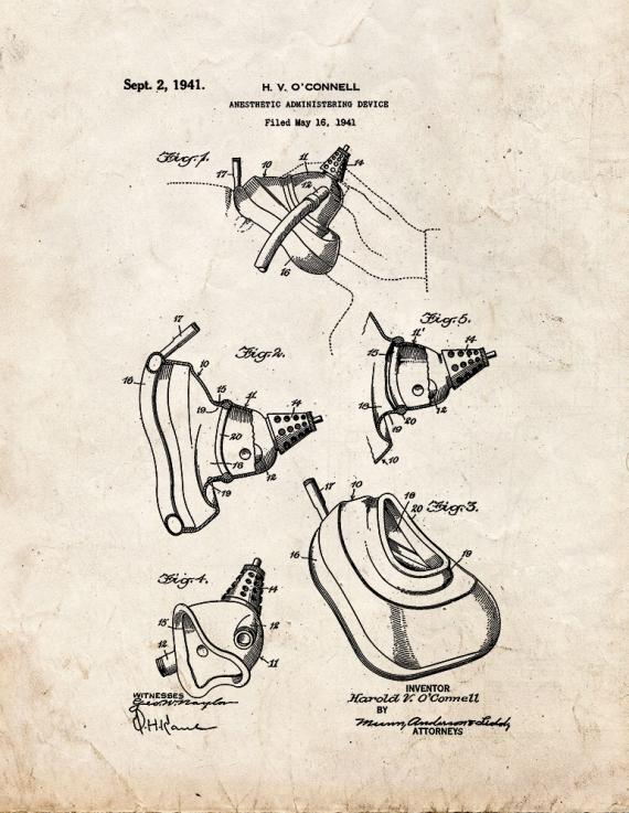 Anesthetic Administering Device Patent Print