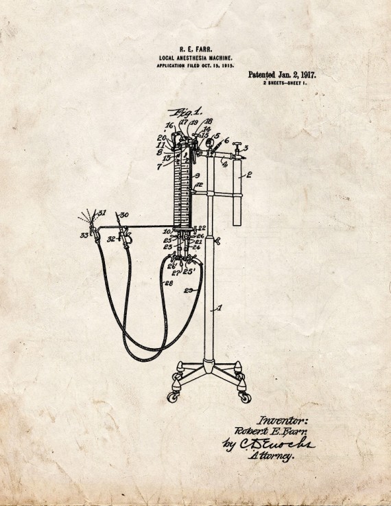 Local-anesthesia Machine Patent Print
