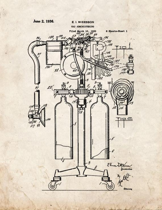 Anesthetics Machine Patent Print