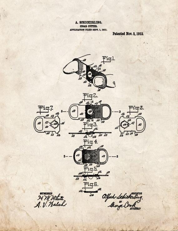 Cigar Cutter Patent Print