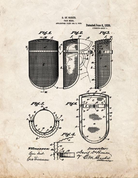 Welding Face Mask Patent Print