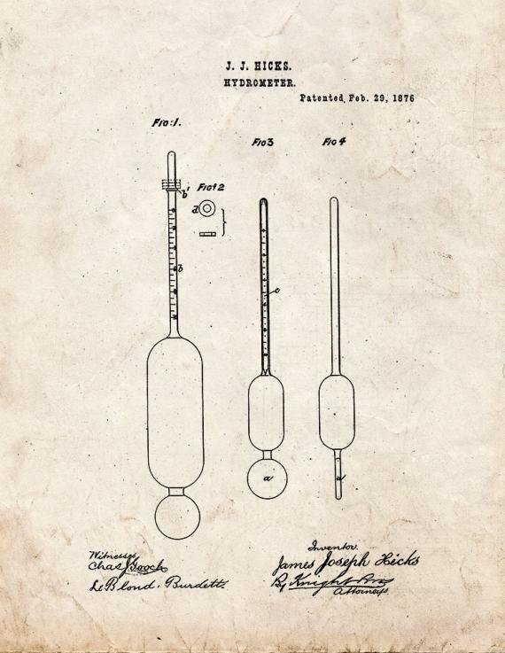 Hydrometer Patent Print