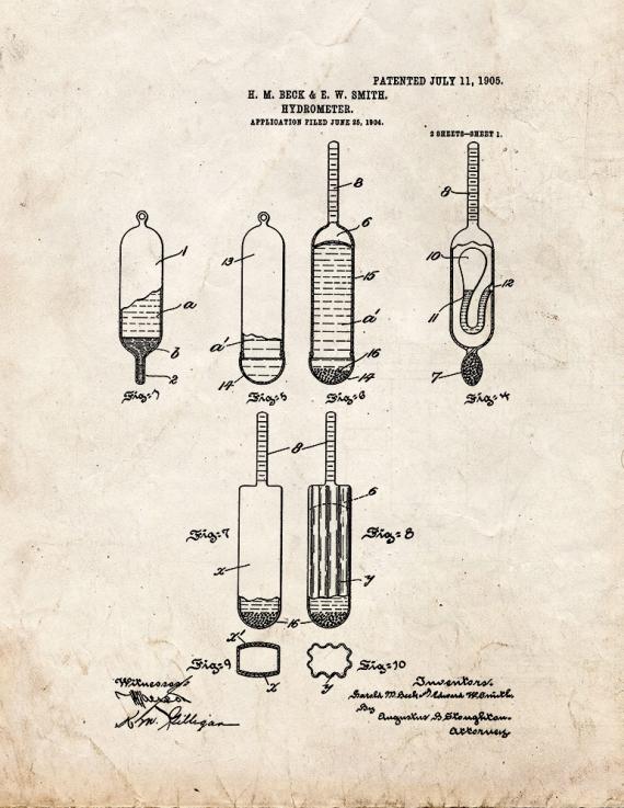 Hydrometer Patent Print