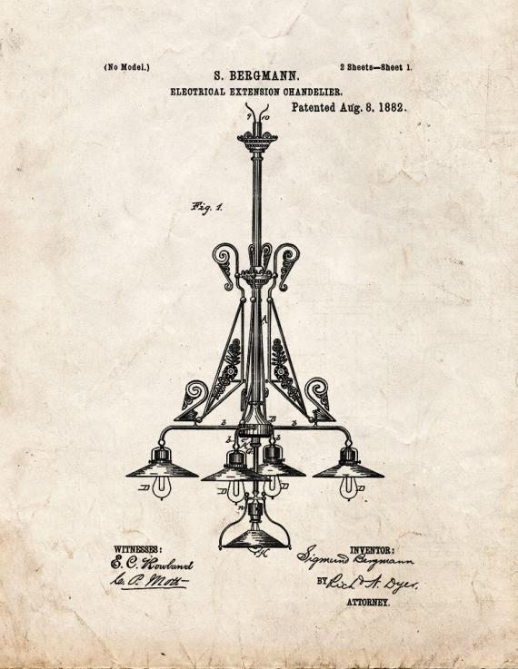 Electrical Extension Chandelier Patent Print
