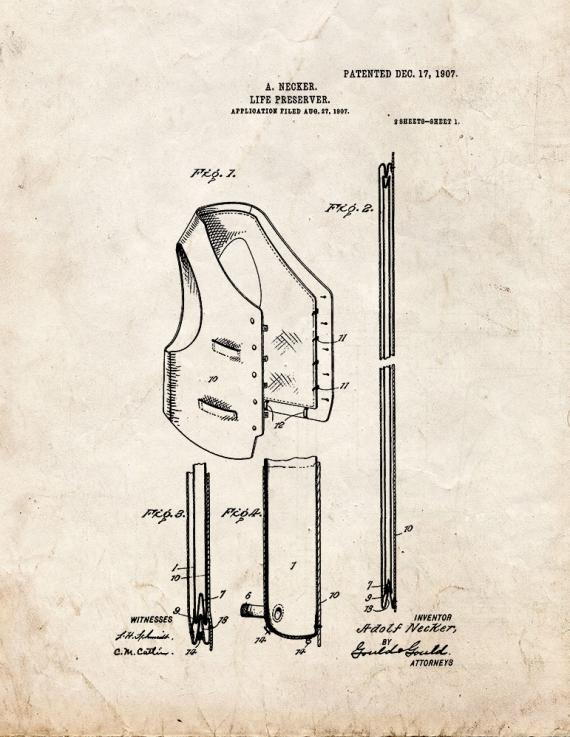 Life-preserver Patent Print