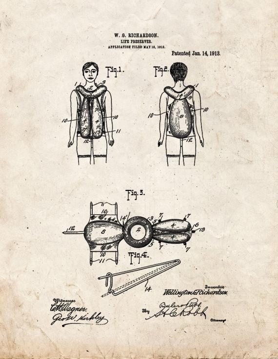 Life-preserver Patent Print