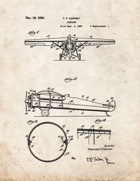 Airplane Patent Print