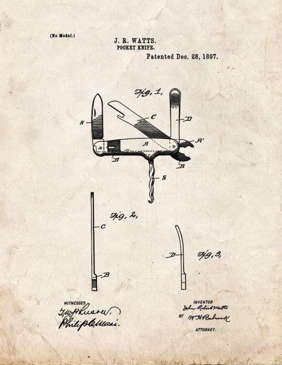 Pocket Knife Patent Print