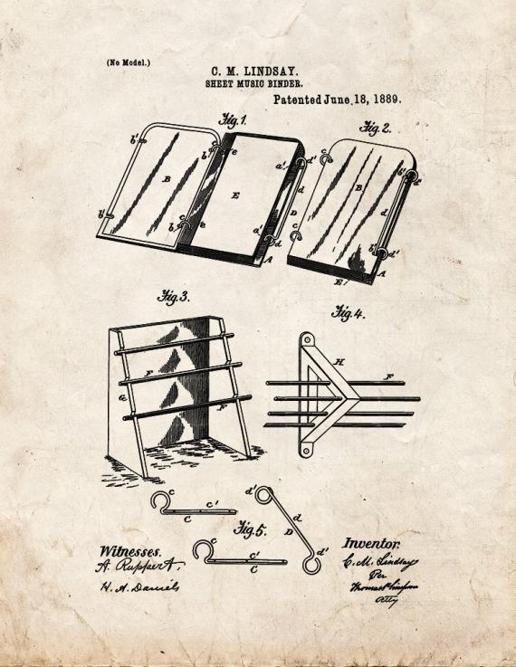 Sheet Music Binder Patent Print