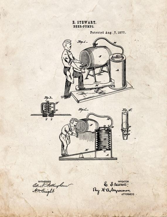 Improvement In Beer Pumps Patent Print