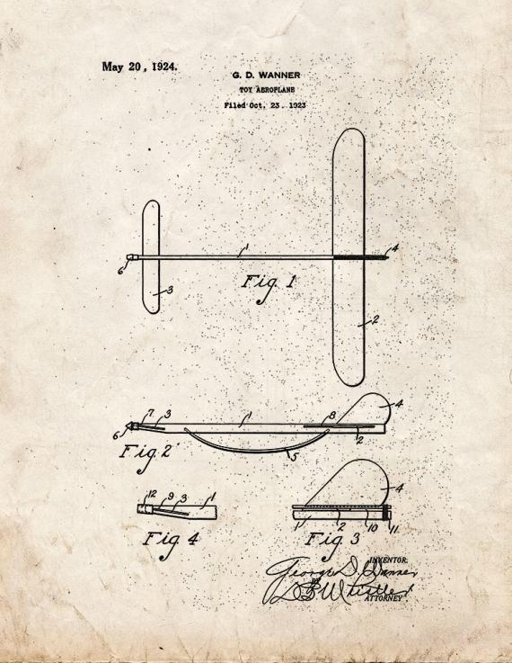 Toy Aeroplane Patent Print