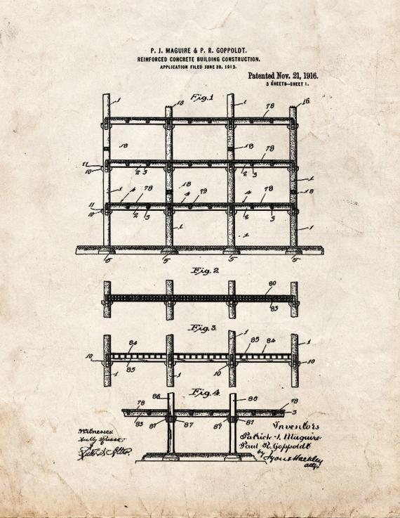 Reinforced-concrete Building Construction Patent Print