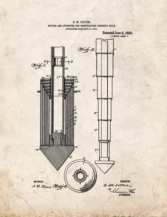 Method and Apparatus for Constructing Concrete Piles Patent Print