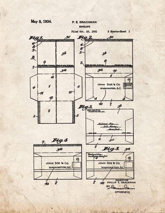 Envelope Patent Print