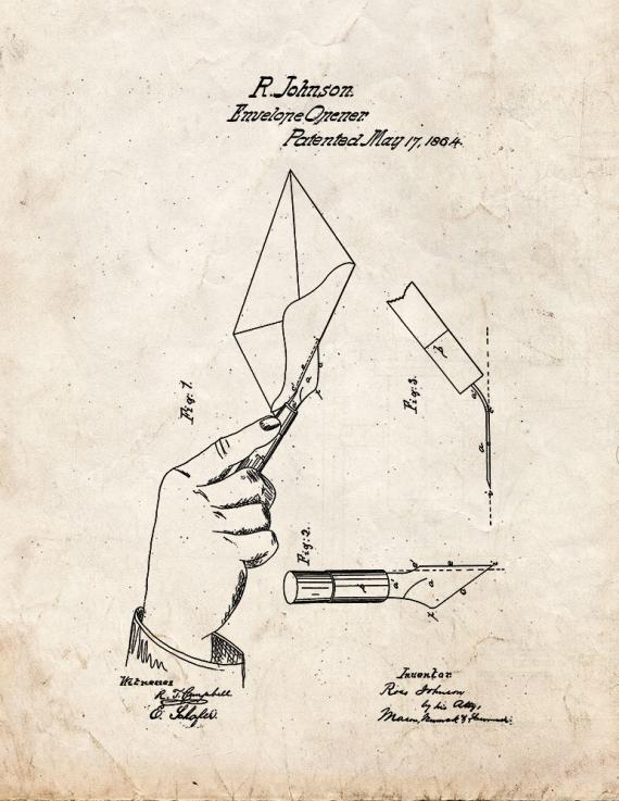 Letter Opener Patent Print