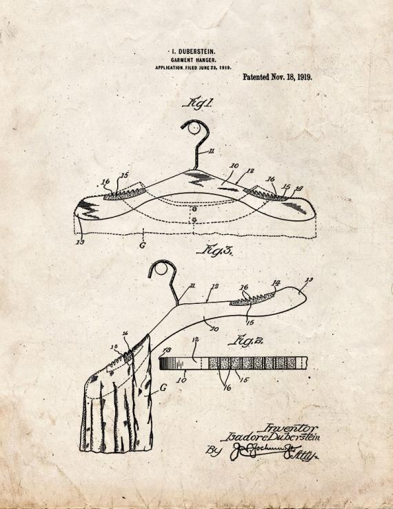 Clothes Hanger Patent Print