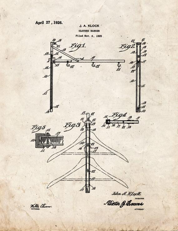 Clothes Hanger Patent Print